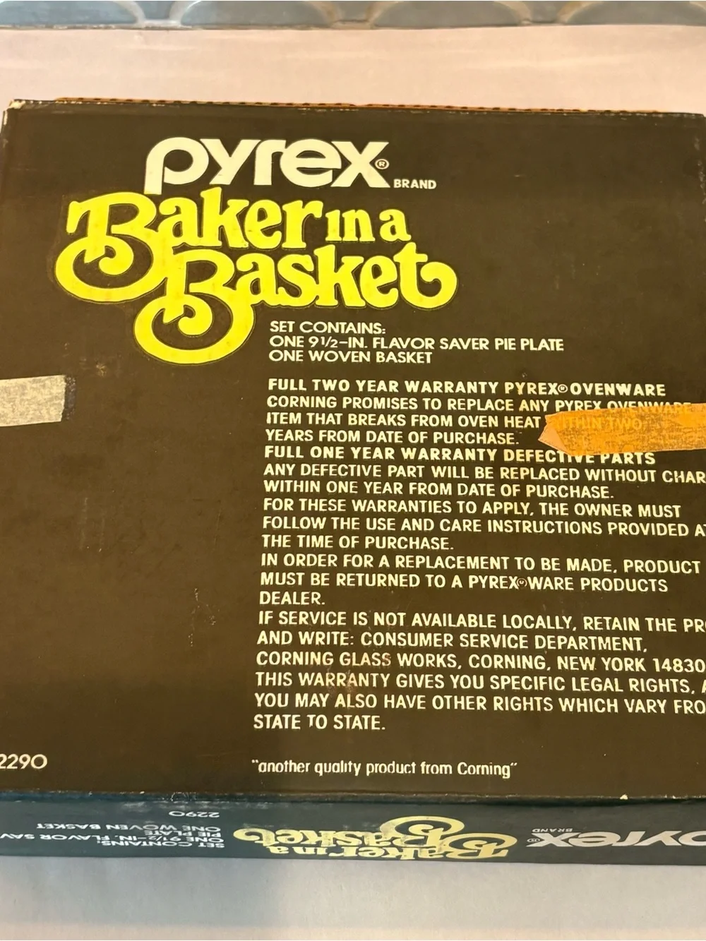 Vintage Pyrex Baker In A Basket 9.5